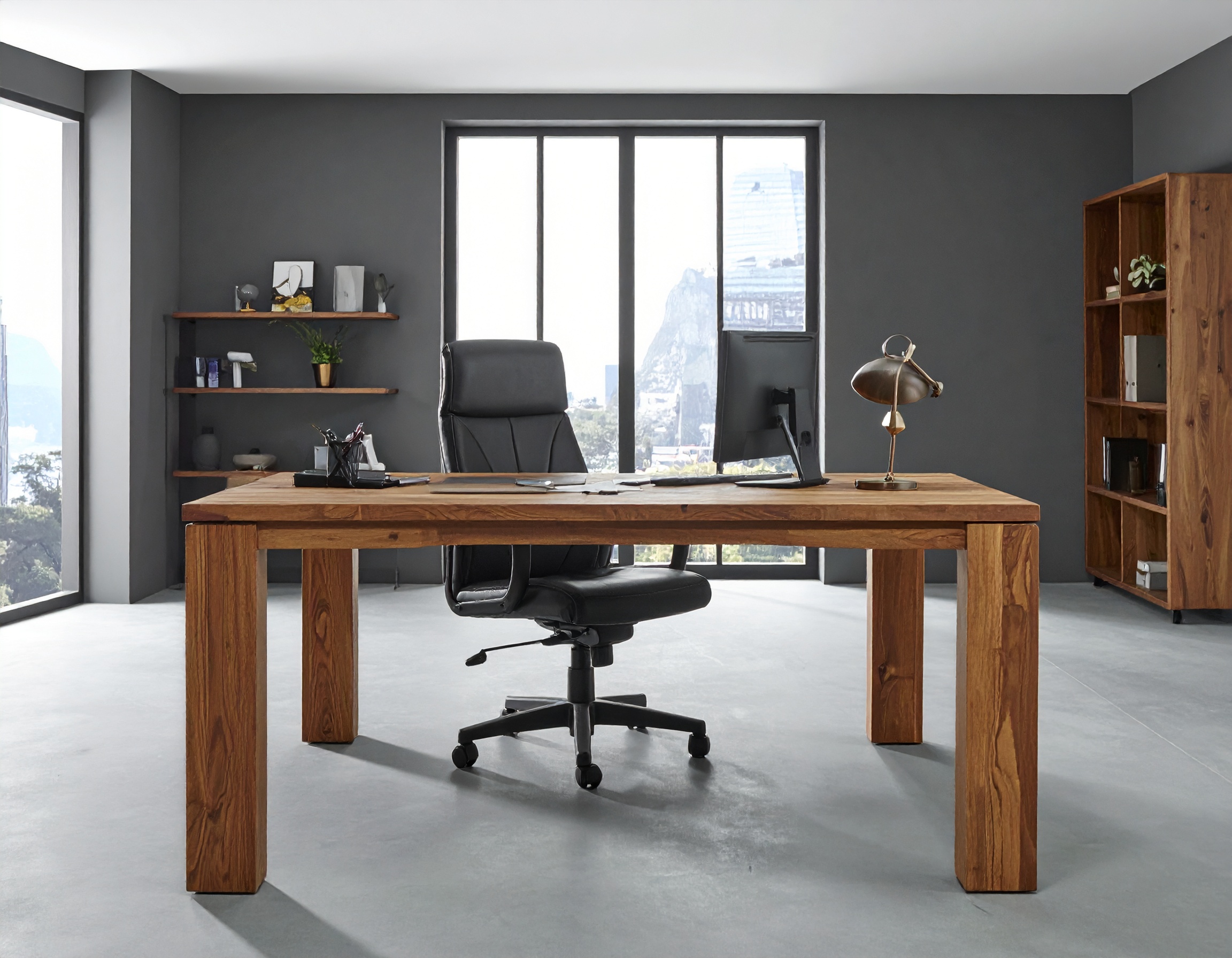 Massiv-Holz-Schreibtisch "Industrial Line"